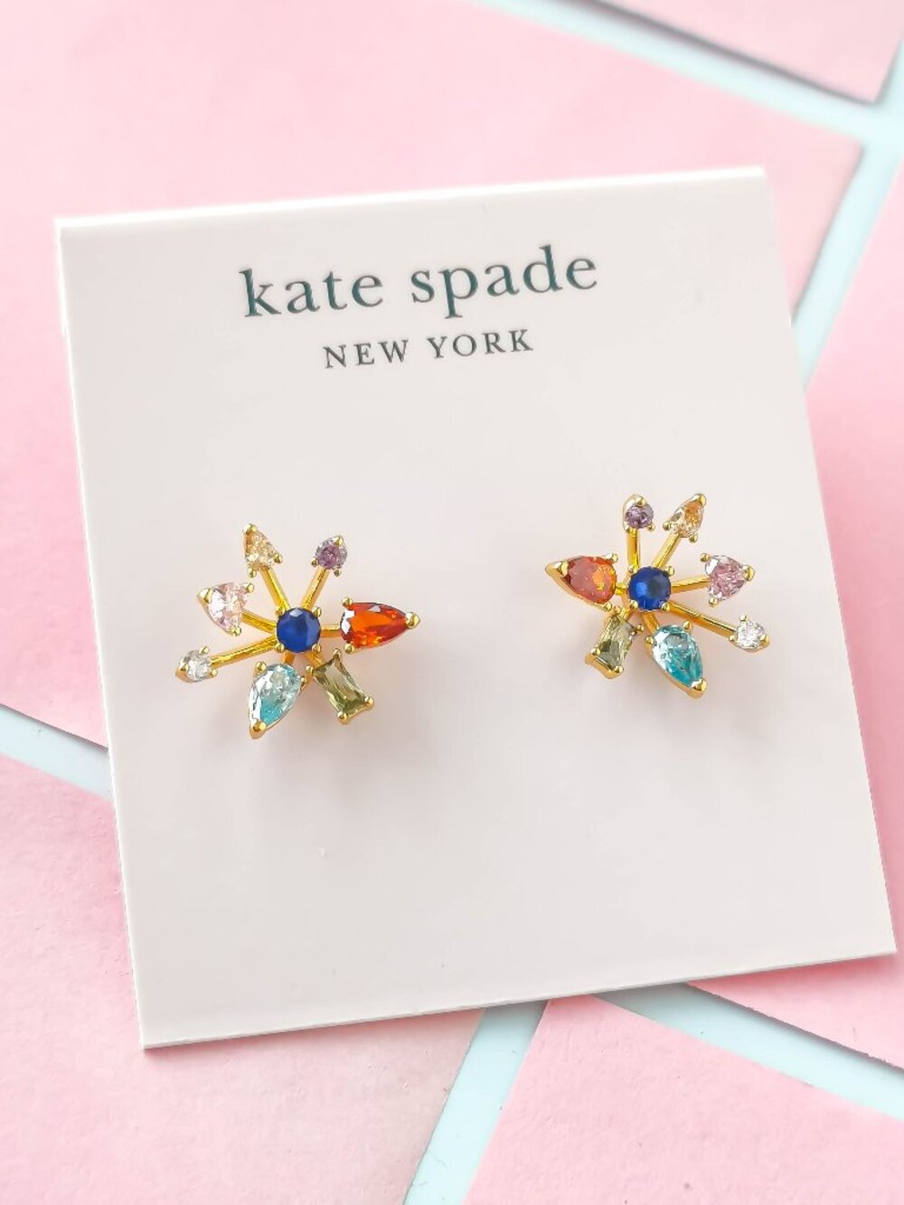 Kate Spade Multi color Gold Studs Earrings - Firework Floral